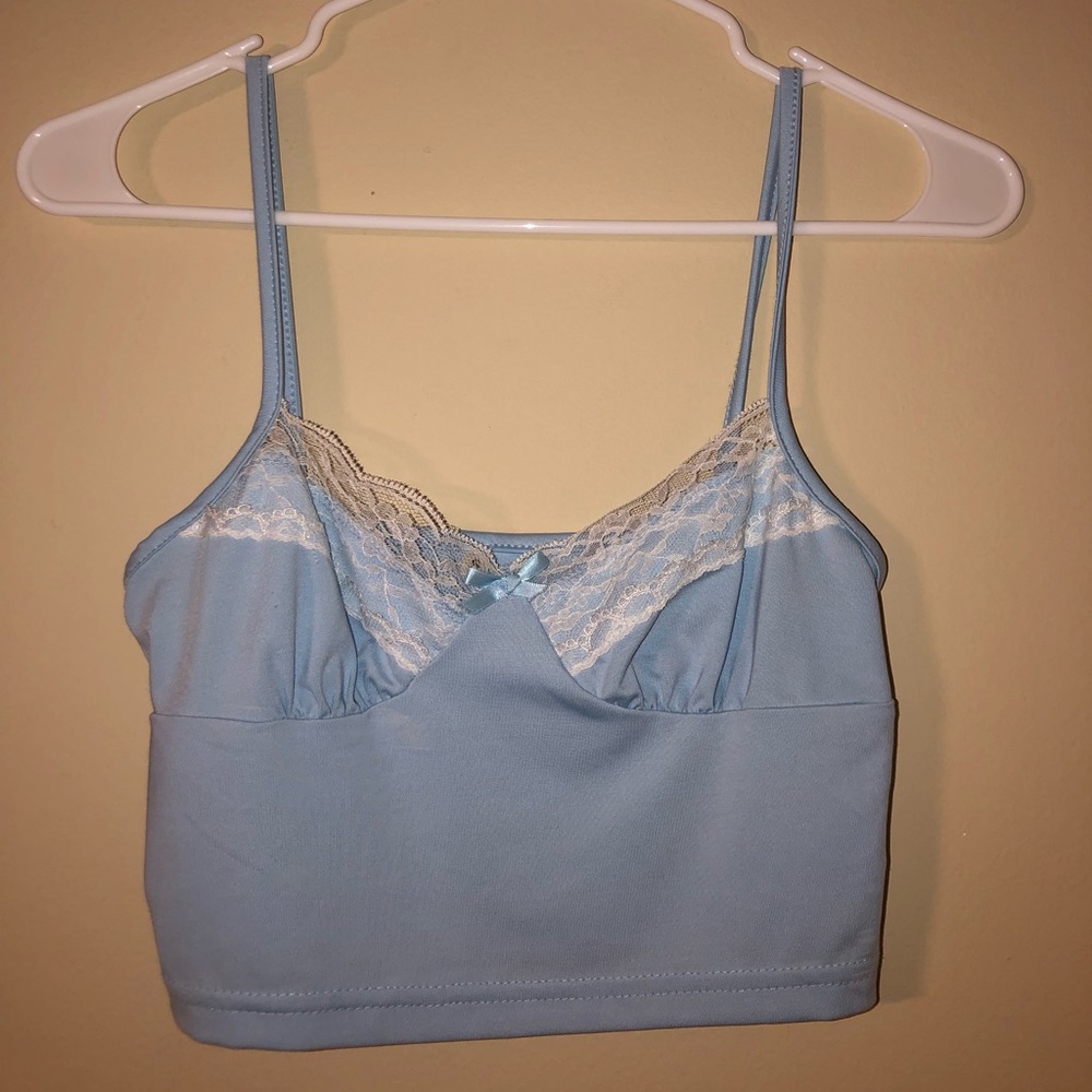 No Brand Blue satin lace top